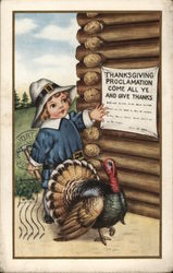 Thanksgiving Proclamation Come All Ye and Give Thanks Pilgrims Postcard Postcard