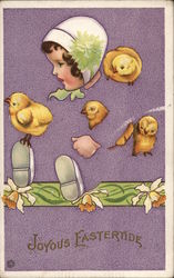 Joyous Eastertide With Chicks Postcard Postcard