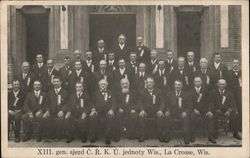 Group of Men in Dark Suits Posed for Group Photo La Crosse, WI Postcard Postcard Postcard