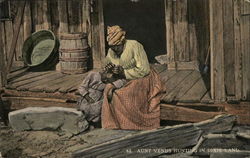 Older Black Woman Inspecting Head of Younger Person Black Americana Postcard Postcard