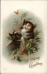 A Merry Christmas With Cats Postcard Postcard