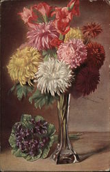 Colorful Flowers in Vase Postcard