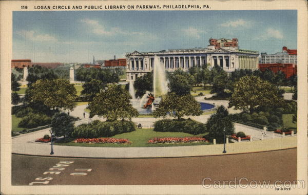 Logan Circle and Public Library on Parkway Philadelphia Pennsylvania