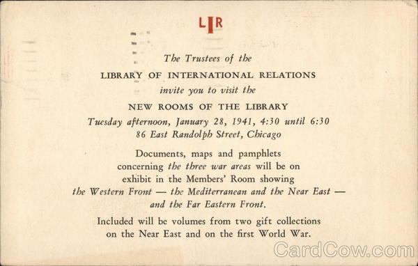 Library of International Relations - Stanley Hornbeck Chicago Illinois