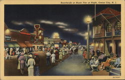 Boardwalk at Music Pier at Night Ocean City, NJ Postcard Postcard Postcard