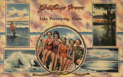 Greetings from Lake Pocotopaug Connecticut Postcard Postcard Postcard