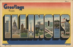 Greetings from Illinois Postcard Postcard Postcard