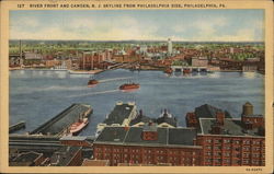 River Front and Camden, N.J. skyline from Philadelphia side, Philadelphia, PA Pennsylvania Postcard Postcard Postcard