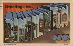 Greetings from Binghamton New York Postcard Postcard Postcard