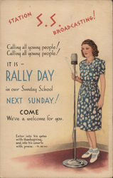 Station S.S. Broadcasting - It is Rally Day in our Sunday School Next Sunday! Postcard