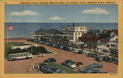 Rehoboth Avenue showing Belhaven Hotel and Atlantic Ocean Rehoboth Beach, DE Postcard Postcard Postcard