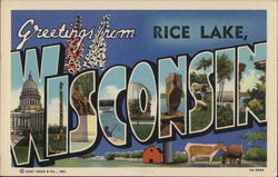 Greetings from Rice Lake, Wisconsin Postcard