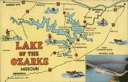 Map of Lake of the Ozarks, Missouri Postcard Postcard Postcard