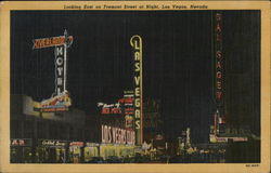 Looking East on Fremont Street at Night Las Vegas, NV Postcard Postcard Postcard