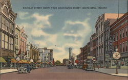 Michigan Street, North from Washington Street South Bend, IN Postcard Postcard Postcard