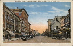 Michigan Street Looking North from Wayne South Bend, IN Postcard Postcard Postcard