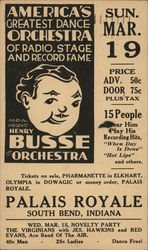 Henry Busse Orchestra Palais Royale Postcard