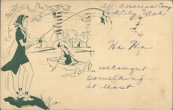 Women Fishing and Swimming Girl Scouts