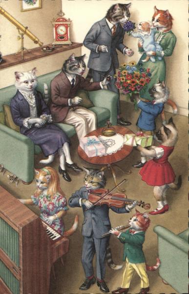 Family of Dressed up Cats