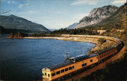 Streamliner Train Along Columbia River Gorge Railroad (Scenic) Postcard Postcard Postcard