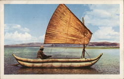 Balsa Boat, Lake Titicaca - Panagra Sky Card Postcard