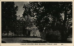 Findlay College - Main Building Postcard