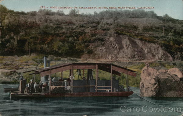 Gold Dredging on Sacramento River Marysville California