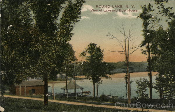 View of Lake and Boat House Round Lake New York