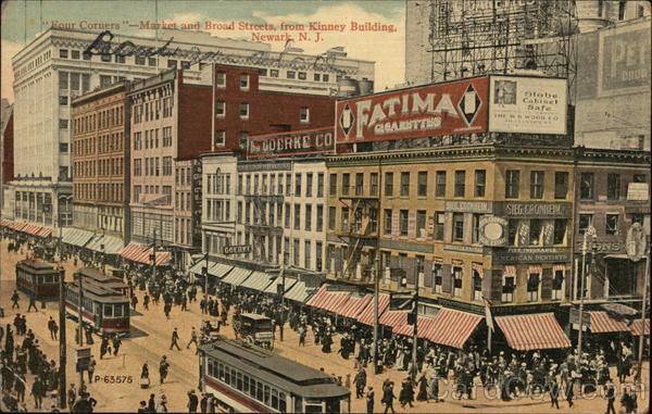 Four Corners - Market and Broad Streets from Kinney Building Newark New Jersey