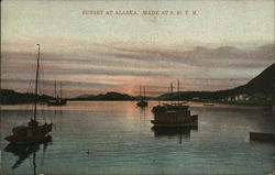 Sunset at Alaska Made at 9:45 P.M. Postcard Postcard Postcard