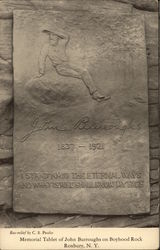 Memorial Tablet of John Burroughs on Boyhood Rock Roxbury, NY Postcard Postcard Postcard