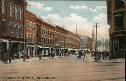 Looking Along Center Street Rutland, VT Postcard Postcard Postcard