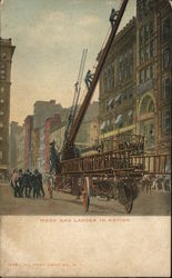 Hook and Ladder in Action Firemen Postcard Postcard Postcard
