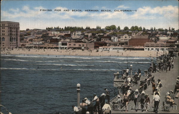 Fishing Pier and Beach Hermosa Beach California