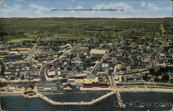 Aerial View of Beach and Town Redondo Beach California