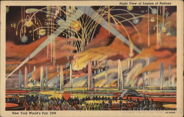 Night View of Lagoon of Nations - New York World's Fair 1939