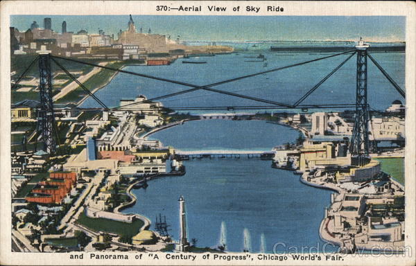 Aerial View of Sky Ride 1933 Chicago World Fair