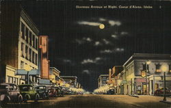 Sherman Avenue at Night Coeur D'Alene, ID Postcard Postcard Postcard