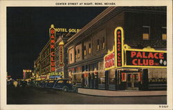 Center Street at Night Reno, NV Postcard Postcard Postcard