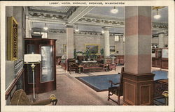 Hotel Spokane - Lobby Washington Postcard Postcard Postcard