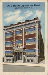 Fox Manor Apartment Hotel Atlantic City, NJ Postcard Postcard Postcard