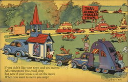 Trail Along to Trailer Town Comic, Funny Ray Walters Postcard Postcard Postcard