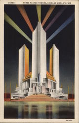 Three Fluted Towers Around Dome of Federal Building Postcard