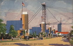 General Exhibits Building and Sky Ride, West Tower - A Century of Progress Chicago, IL 1933 Chicago World Fair Postcard Postcard Postcard