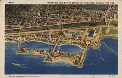 Panoramic View of the Century of Progress, World's Fair 1933 Chicago, IL 1933 Chicago World Fair Postcard Postcard Postcard