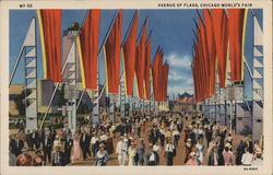 Avenue of Flags 1933 Chicago World Fair Postcard Postcard Postcard