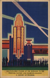 Firestone Multi-Color Pylons 1933 Chicago World Fair Postcard Postcard Postcard