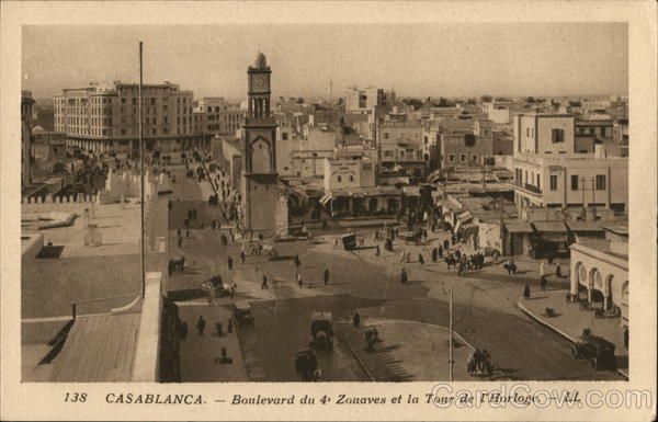 Boulevard du 4 Zouaves et la Tour de l'Horloge Casablanca Morocco