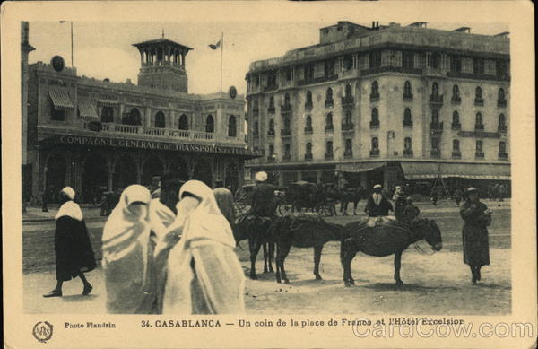 Un Coin de la Place de France et l'Hotel Excelsior Casablanca Morocco