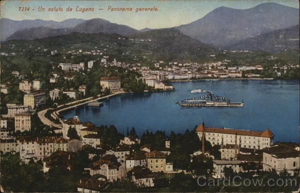 View of Lake and Town Lugano Switzerland
